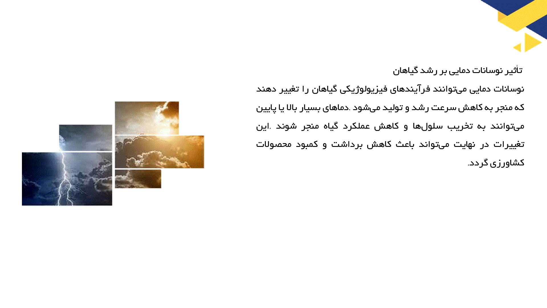 پاورپوینت در مورد تحلیل تأثیرات نوسانات دمایی بر کشاورزی
